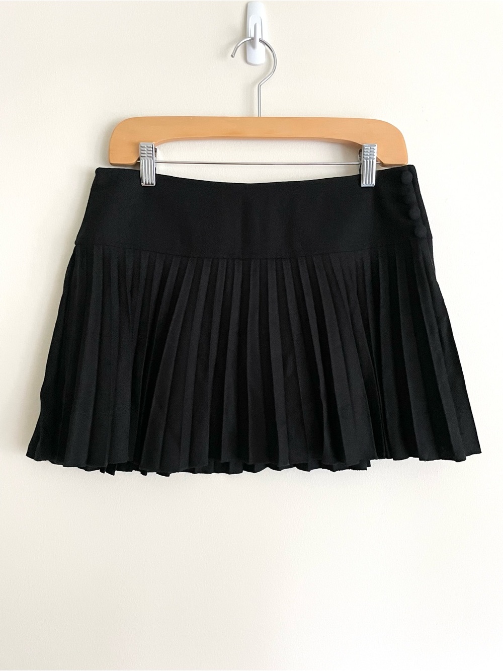 H&M Y2K Accordion Pleat Wool Blend Micro Mini Skirt Black